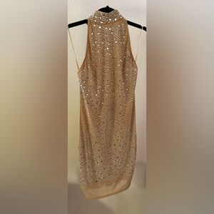 Rhinestone Halter Mini Dress